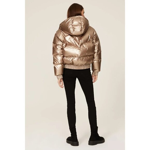 AllSaints Mika Metallic Puffer Gold Womens Size 4 - Picture 3 of 12